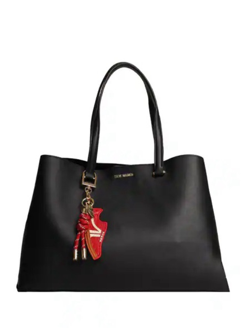 Steve Madden Black & Red Charm Tote Bag